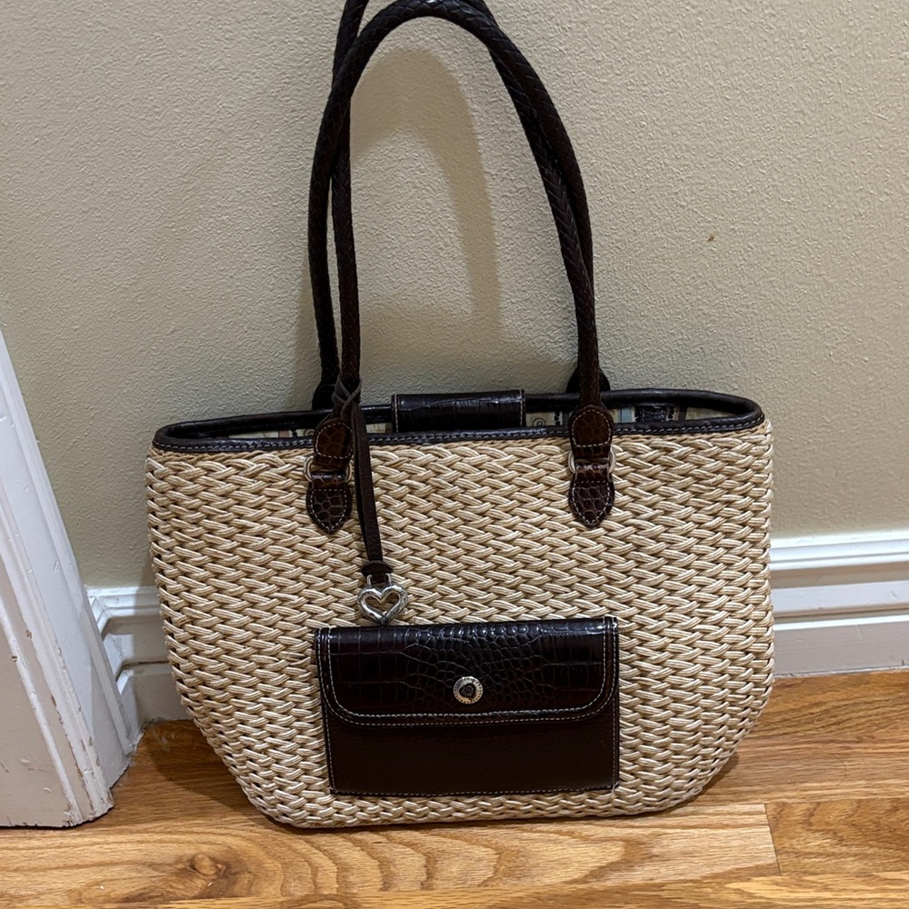 Brighton Cream and Brown Woven Tote